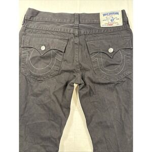 JEANS STRAIGHT RICKY True Religion  Mens 36 Black Gray  Flap Pockets